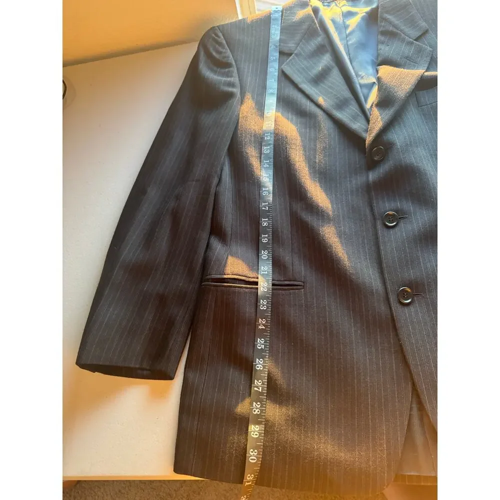 Ermenegildo Zegna‎ Soft Mens 42R Black Pinstripe Wool Blazer Sport Coat 3-Button